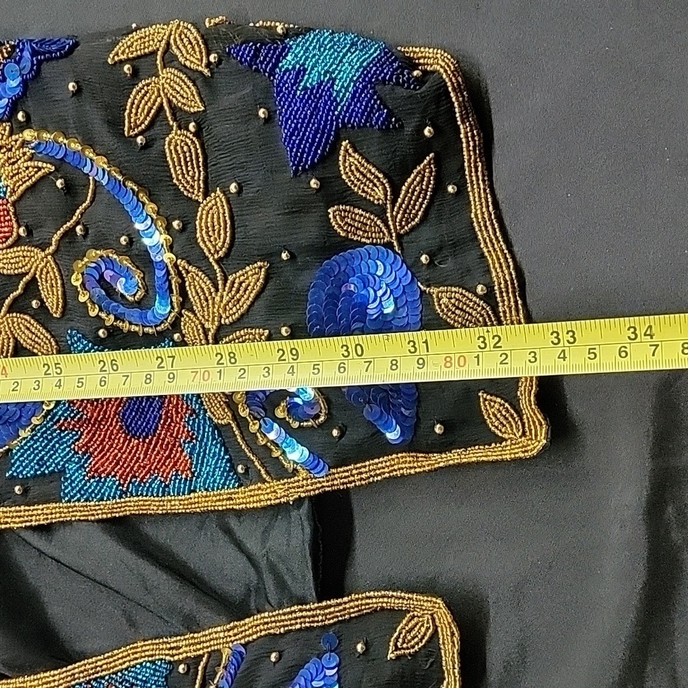 Vintage Tan-Chho 100% Pure Silk Long Beaded Jacket Sequin Embellished Duster - Picture 12 of 15